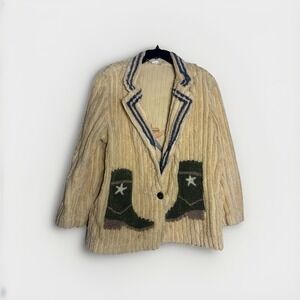 Women's Vintage 90s Painted Pony Beige Faded Western Terry Blazer Jacket Cowboy